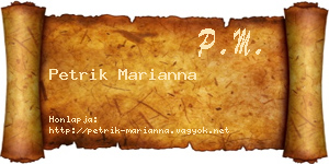 Petrik Marianna névjegykártya